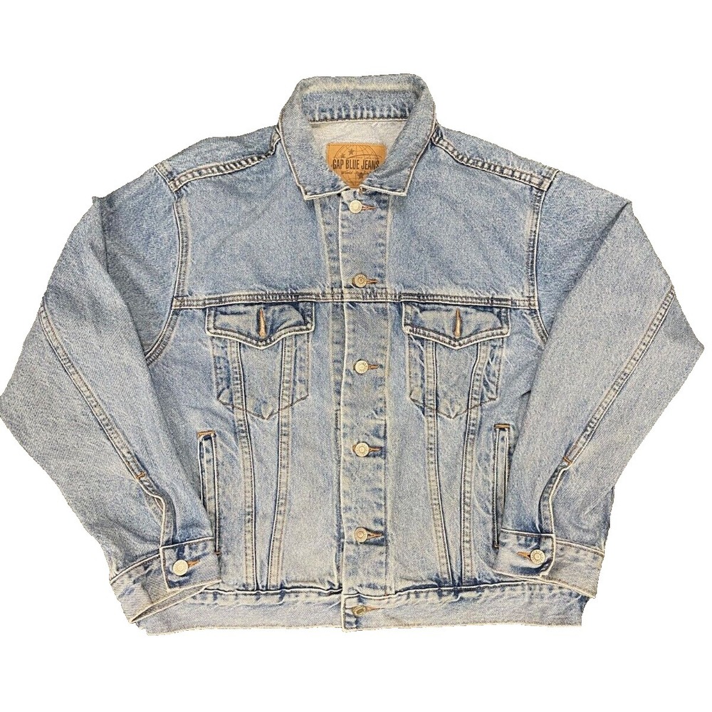 vintage gap denim jacket‎ mens medium blue 1990s horse western native back